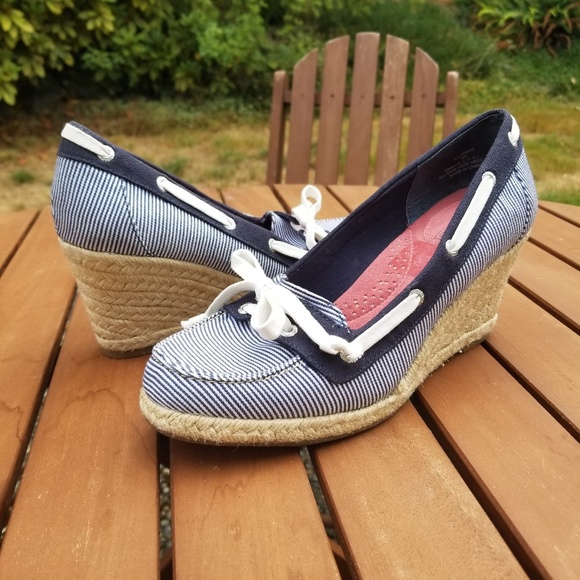 Sperry Shoes - Sperry Top Sider Clarens Wedge Nautical Blue White
